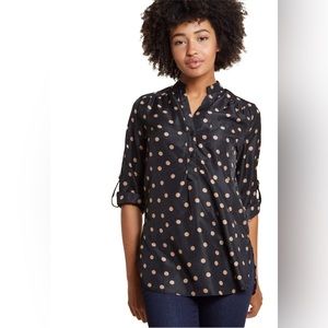 🎉3for$20 ModCloth polka dot popover tunic w/ roll tab sleeves - size small